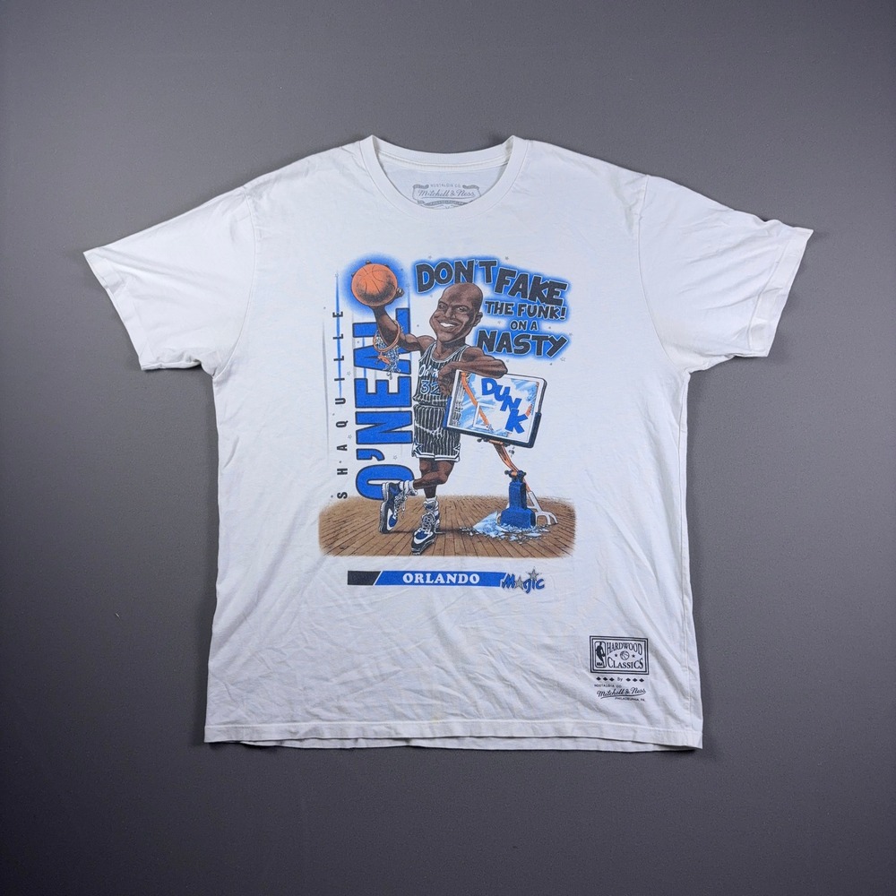 Mitchell & Ness Shaq Orlando Magic Don't Fake The Funk Dunk T-Shirt Mens L White
